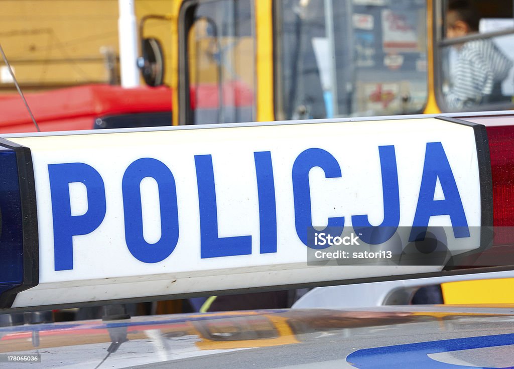 Polizei Auto auf Verbrechen Website - Lizenzfrei Autorität Stock-Foto