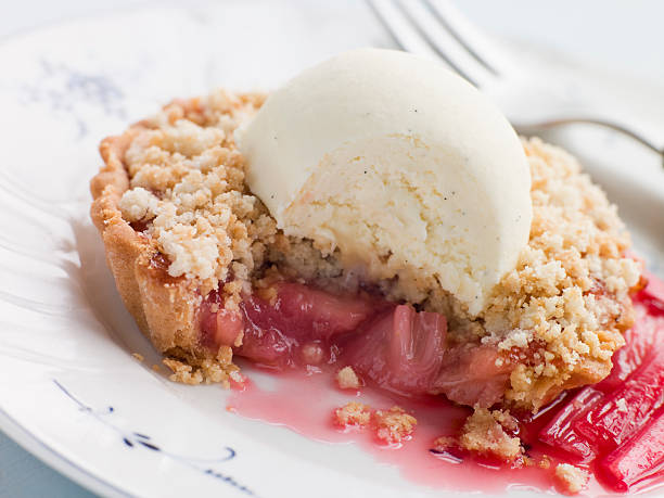 istock Rhubarb Crumble Tart with Vanilla Ice Cream 178065067