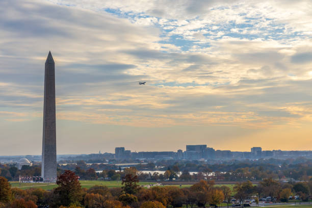 Washington DC aerial view with National Mall and Monument