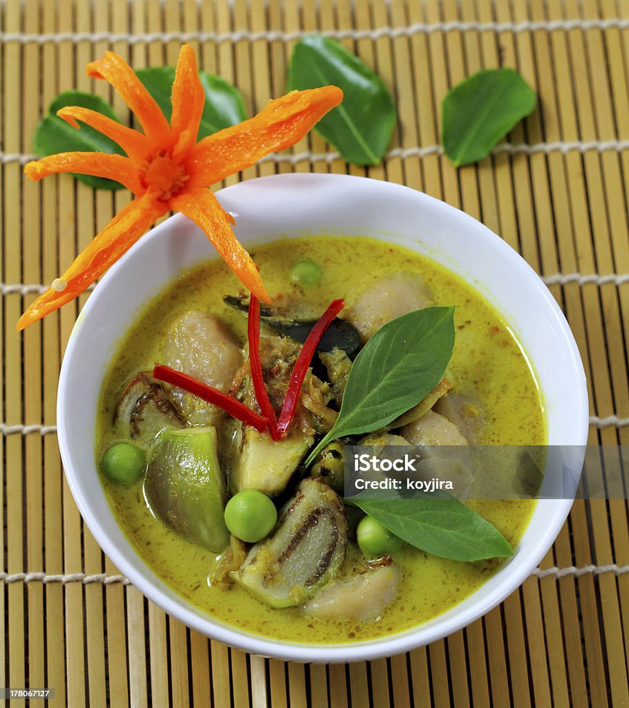 Fish ball green  curry. Fish ball green  curry is Thai cuisine. Asia Stock Photo