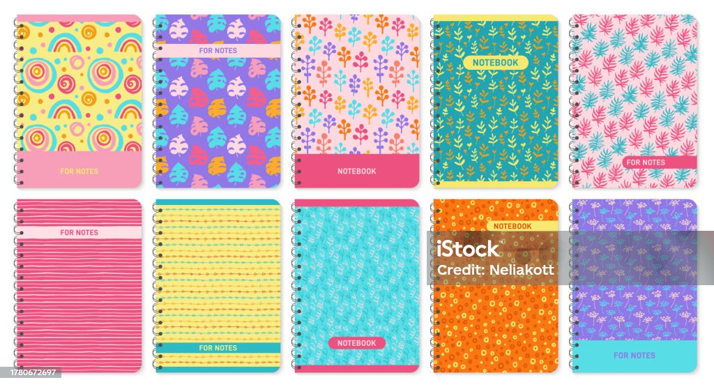 Diary Design Abstract Trendy Diary Cover Set Notebook Abstract Floral Doodle Ornament Design ...