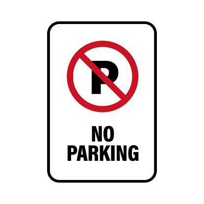 No parking sign with red strikethrough