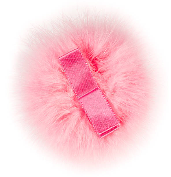 Pink make-up powder puff. stock photo