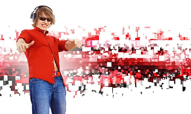 Photo of Happy smiling young man dancing