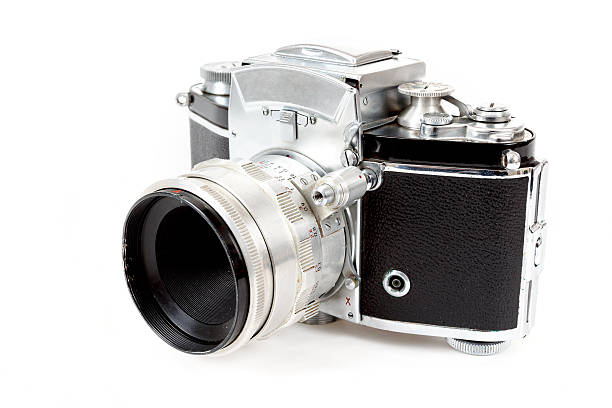 istock retro old vintage analog photo camera on white 178071608