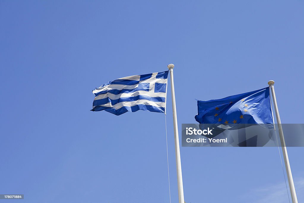 Banderas de la Unión Europea, Grecia y - Foto de stock de Bandera libre de derechos