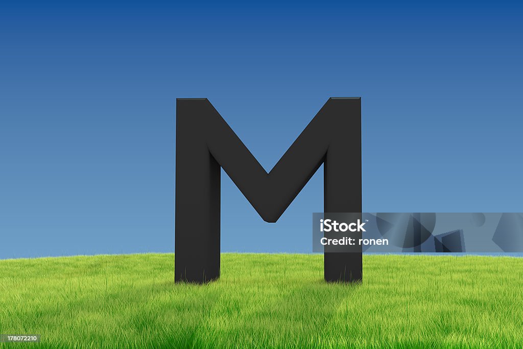文字 M の緑の芝生 - 3Dのロイヤリティフリーストックフォト