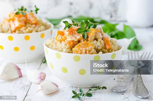 Quinoa With Pumpkin Selective Focus Stock Photo - Download Image Now - Asian Culture, Bell Pepper, Cream - Dairy Product