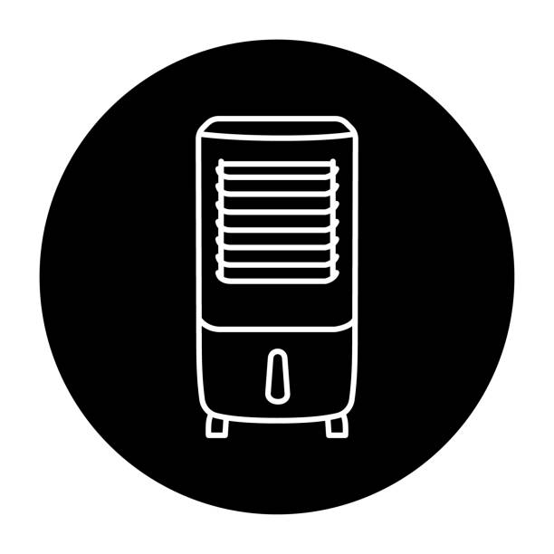 Floor conditioner black line icon. Floor conditioner black line icon. Household appliance. Outline pictogram for web page, mobile app, promo ventilator background stock illustrations