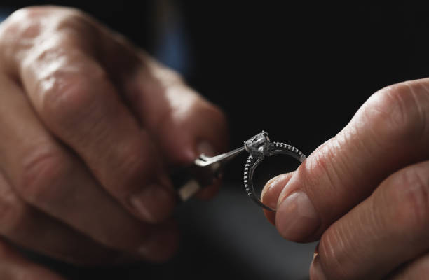 istock Professional jeweler working with ring, closeup view 1780753765