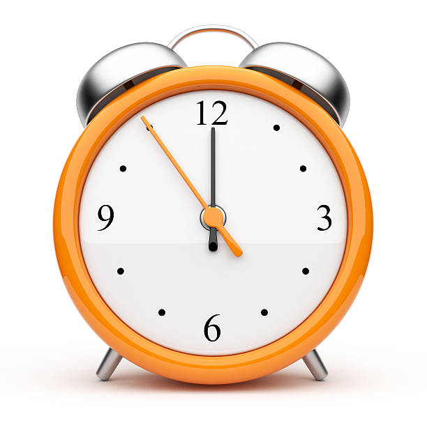 Orange alarm clockю 3D Icon isolated stock photo