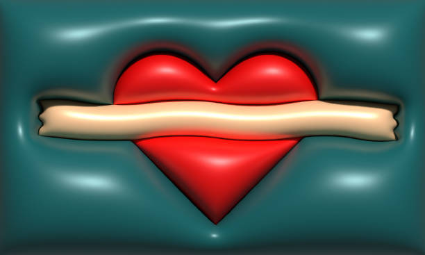 istock Red heart glued with a beige stripe on a green background, 3D rendering illustration 1780762637