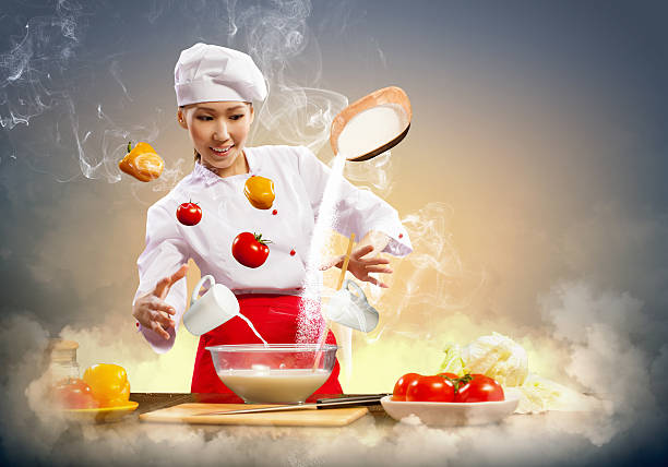 istock Asian female cooking with magic 178077067