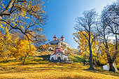 Calvary Banska Stiavnica in an autumn season, Slovakia.