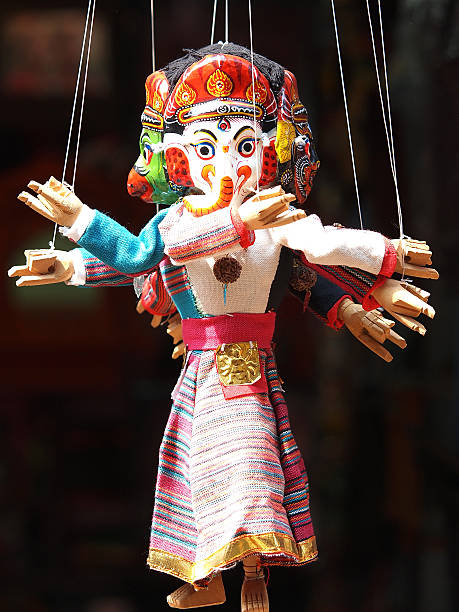 Ganesh puppet with three different faces antique chinese dolls pictures stock pictures, royalty-free photos & images