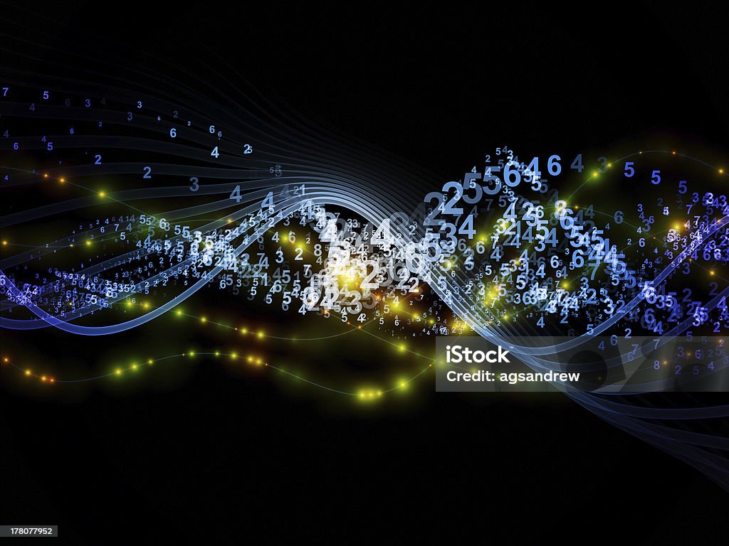Sine Wave Technologies Abstract arrangement of abstract sine waves, numbers and design elements suitable as background for projects on modern computing, virtual reality and signal processing Food Processing Plant Stock Photo