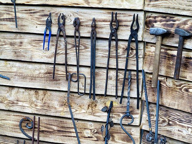 istock Collection of metal tools in smithery 178078746