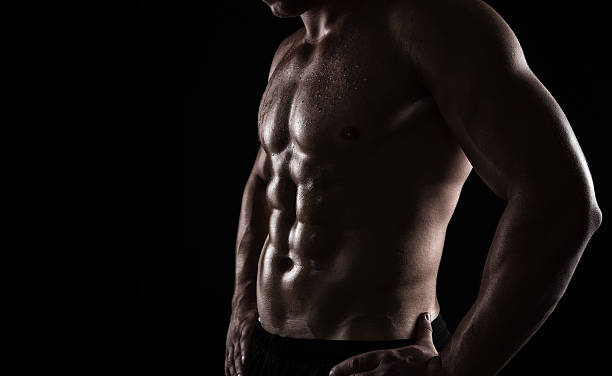 選手のクローズアップ - chest sweat male pectoral muscle ストックフォトと画像