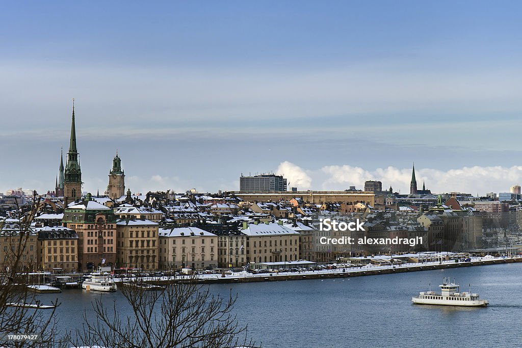 Winter die Skyline von Stockholm - Lizenzfrei Alt Stock-Foto