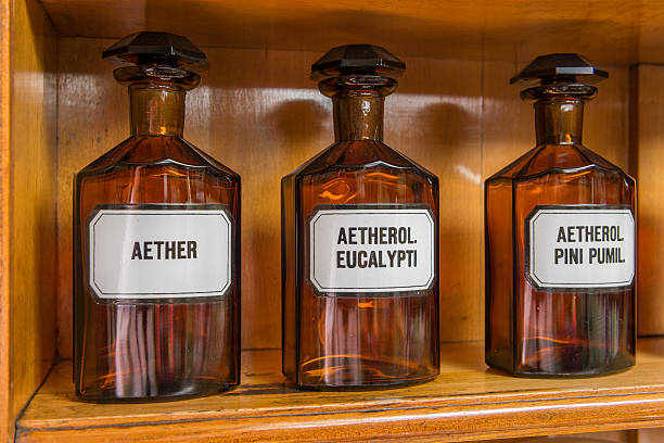 apothecary bottles stock photo