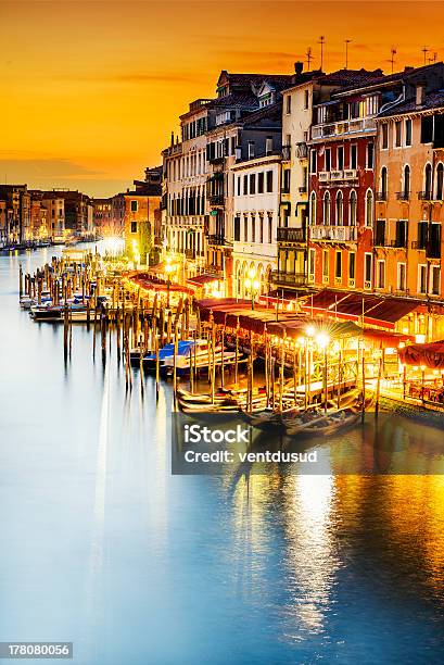 Grand Canal At Night Venice Stock Photo - Download Image Now - Architecture, Building Exterior, Canal