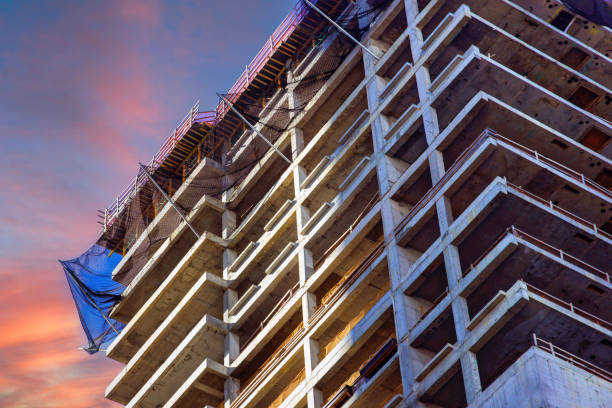 istock During construction on a large American city skyscraper building, new construction towers are being erected 1780804016