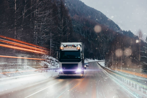 istock Lorry Cargo Transport Delivery in Oslo Norway in motion with dramatic sunset sky on M1 Motorway United Kingdom 1780807217