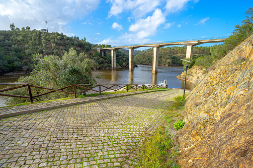 road bridge over the Lentiscais river pier in the Beira Baixa region, Castelo Branco district.