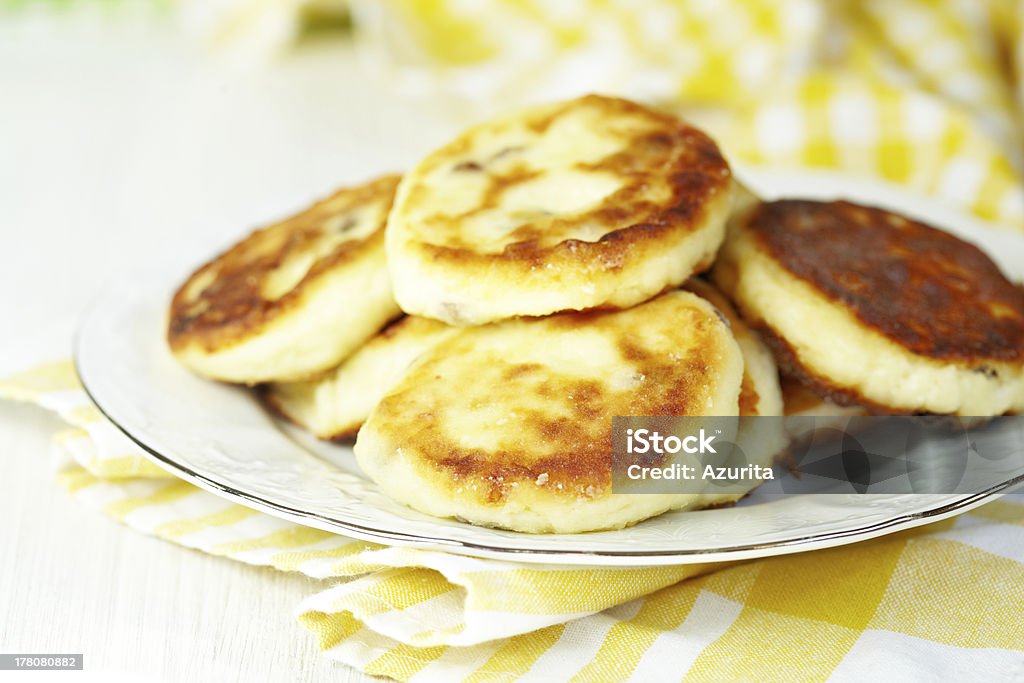 Cottage cheese pancakes with raisin Baked Pastry Item Stock Photo