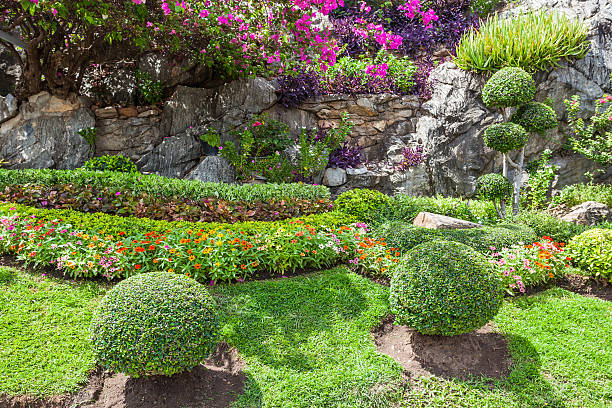 istock Colourful Flowerbeds and Winding Grass Pathway 178081021