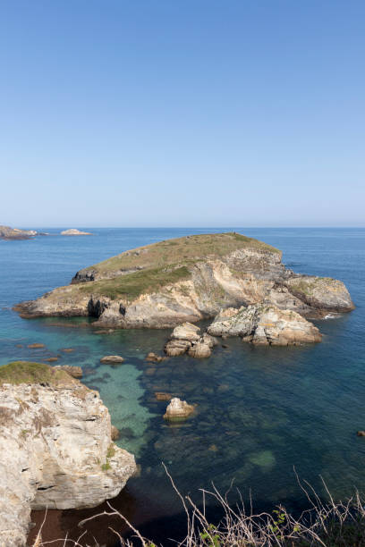 istock a rocky island covered in greenery, surrounded by clear blue water under a bright blue sky 1780810950