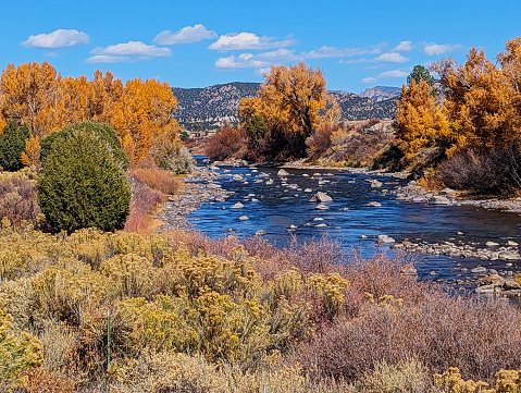 The Arkansas River near Buena Vista Colorado in autumn