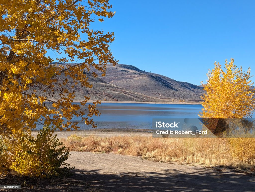 Autumn colors at the Curecanti National Recreation Area near Gunnison Colorado Adventure Stock Photo