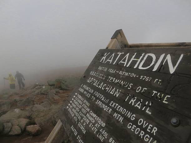 Mount Katahdin Summit Mount Katahdin Summit in Maine, the Northern Terminus of the Appalachian Trail. mt katahdin stock pictures, royalty-free photos & images