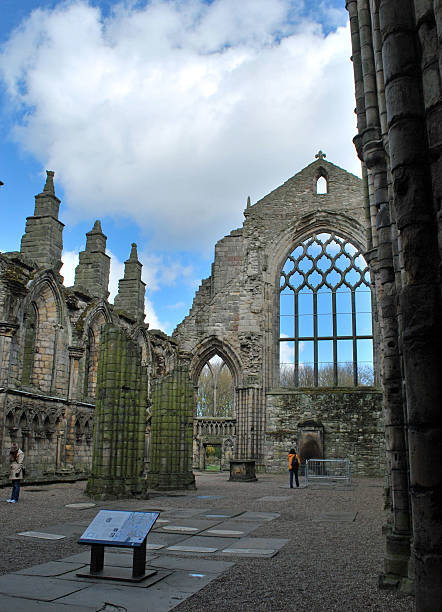 Holyrood Abbey in Edinburgh, Scotland, was founded in 1128 by King David I. It has been in ruins since the 18th century. It is located adjacent to the Palace of Holyroodhouse.