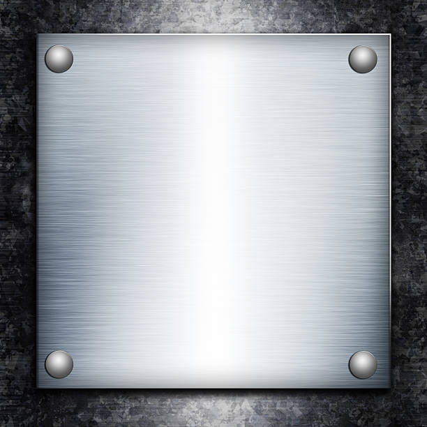istock Brushed steel plate over galvanized metall background for your d 178084451
