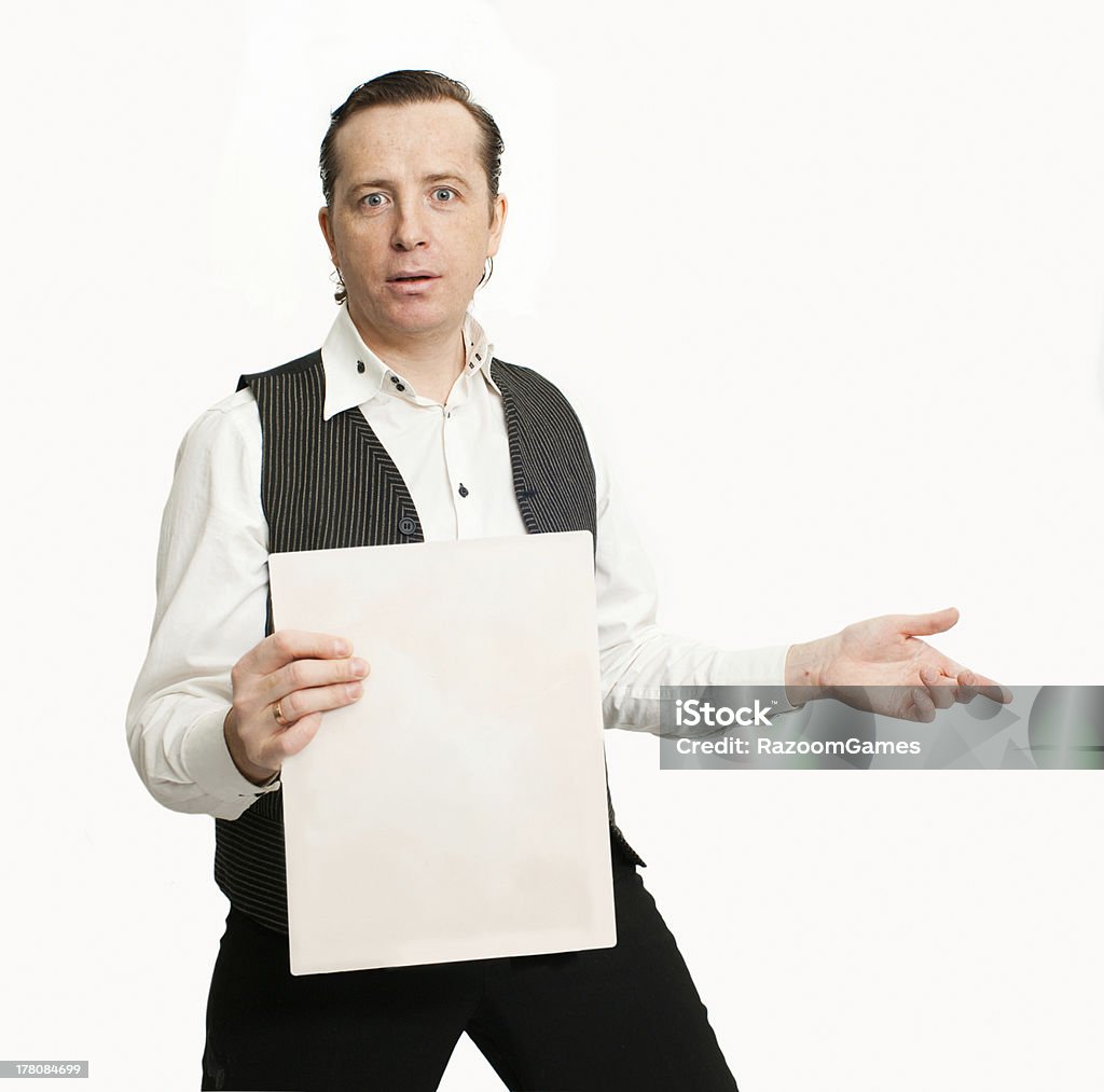 Uomo con un poster - Foto stock royalty-free di Adulto