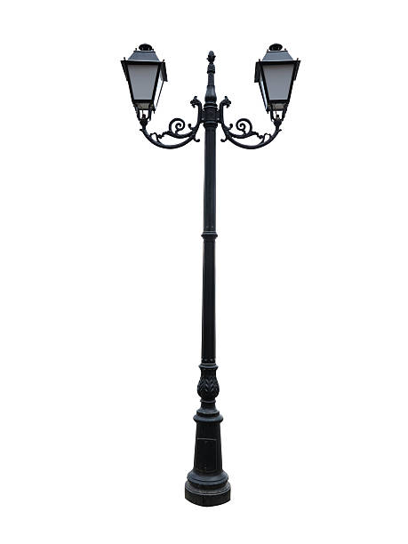 istock Street lamppost with two lamps isolated on white 178084720
