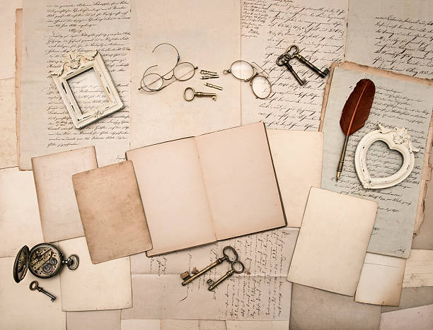 istock vintage things, old letters and photo frames 178085894