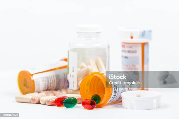 Orange Prescription Rx Bottles Stock Photo - Download Image Now - Medicine, Bottle, Capsule - Medicine