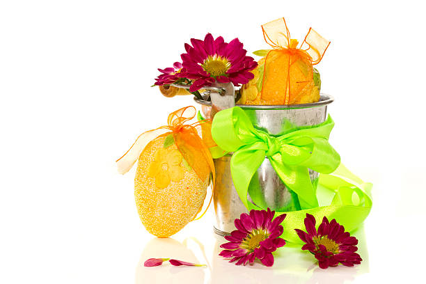 istock decorative easter eggs in a bucket of flowers 178087890