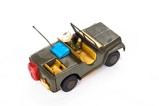 istock Vintage military toy car on white background 178088045