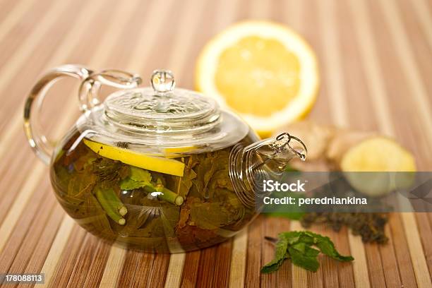 Green Tea With Mint And Lemon Stock Photo - Download Image Now - Citrus Fruit, Condiment, Cup