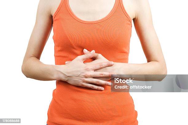 Pain In The Belly Of A Woman Stock Photo - Download Image Now - Pot Belly - Human Body, Abdomen, Activity