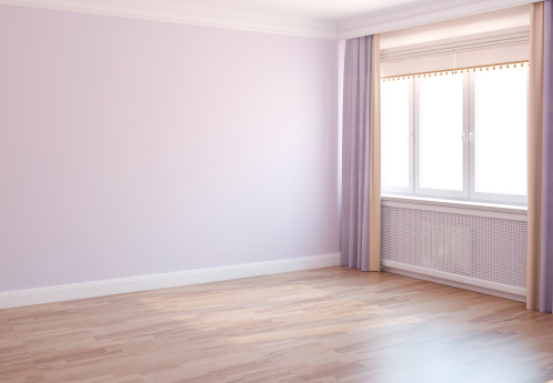 Interior of empty room with window. 3d render.