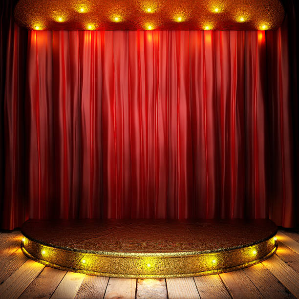 istock red fabric curtain on golden stage 178090094