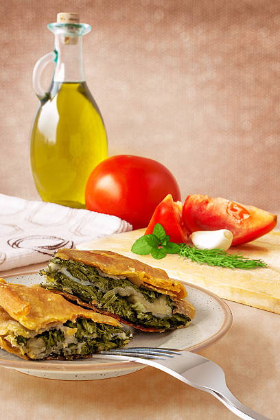 Greek spinach pie - spanakopita stock photo