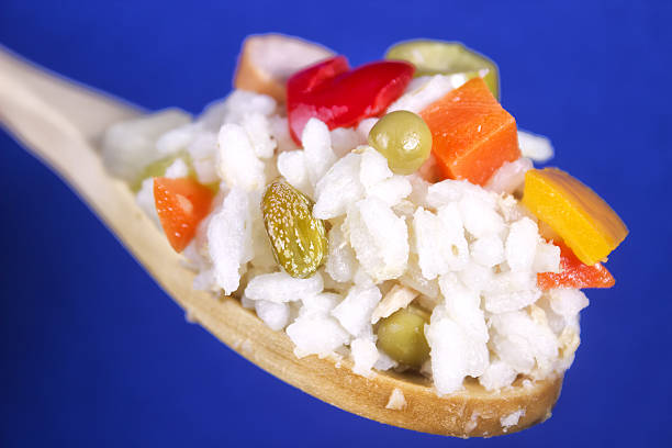 Rice Salad on blue background