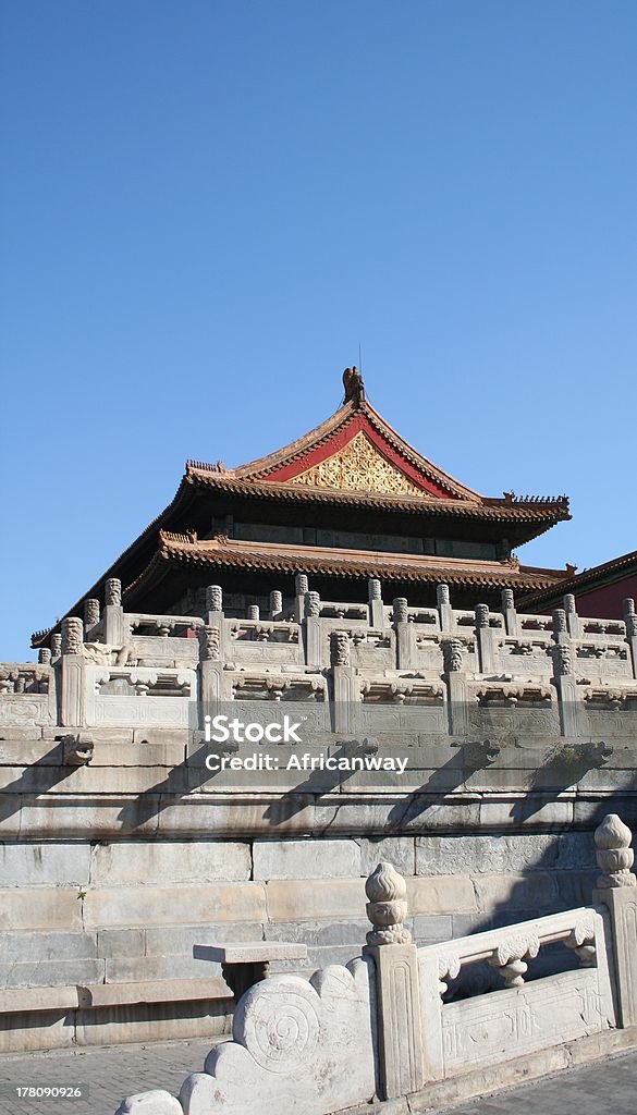 Dach Hall of Supreme Harmony, Zakazane Miasto, Beijing, Chiny - Zbiór zdjęć royalty-free (Architektura)