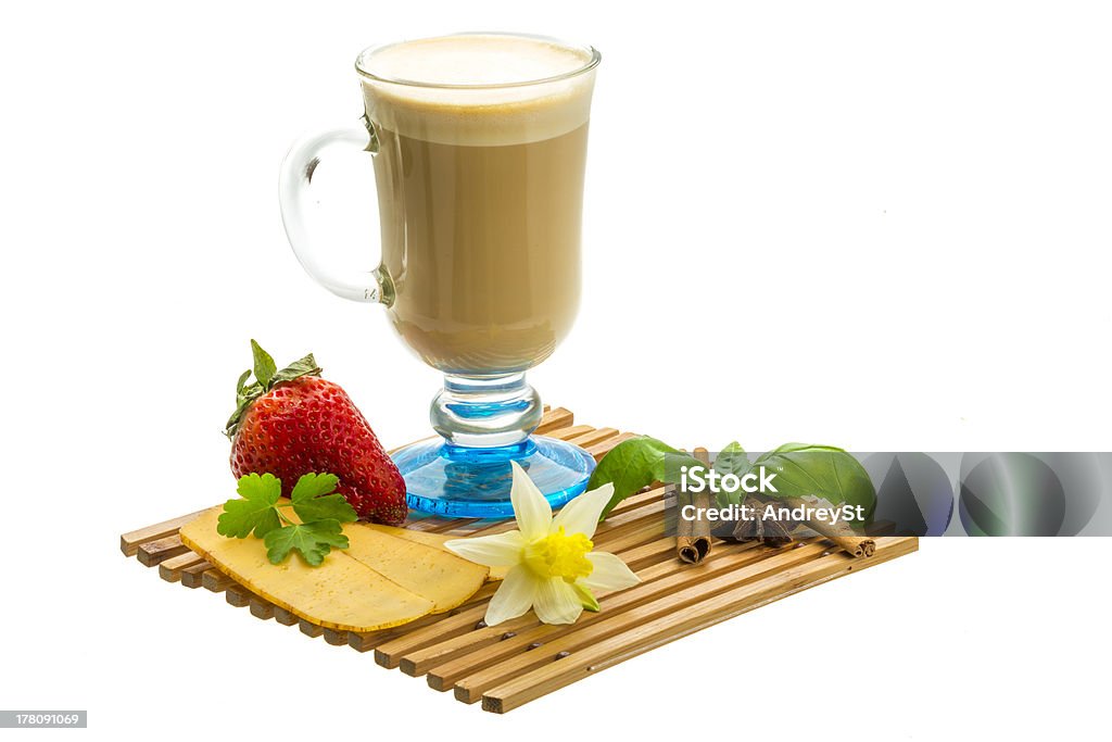 Coffee Late with Flower, mint, star-anise and cinnamon Coffee Late with Flower, mint, star-anise, cheese, strawberry and cinnamon Backgrounds Stock Photo